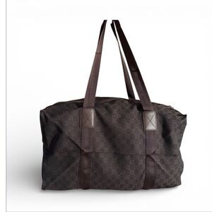 Gucci GG Dark Brown Monogram Soft Canvas Weekender Duffel Bag/Carryon Bag